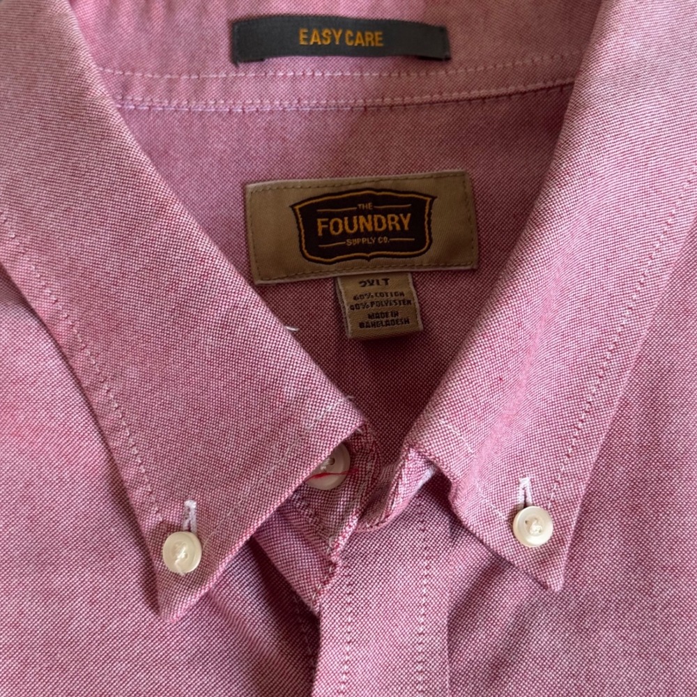 The Foundry Supply Co Mens 2XLT Red Oxford Short Sleeve Button Down Shirt 0918